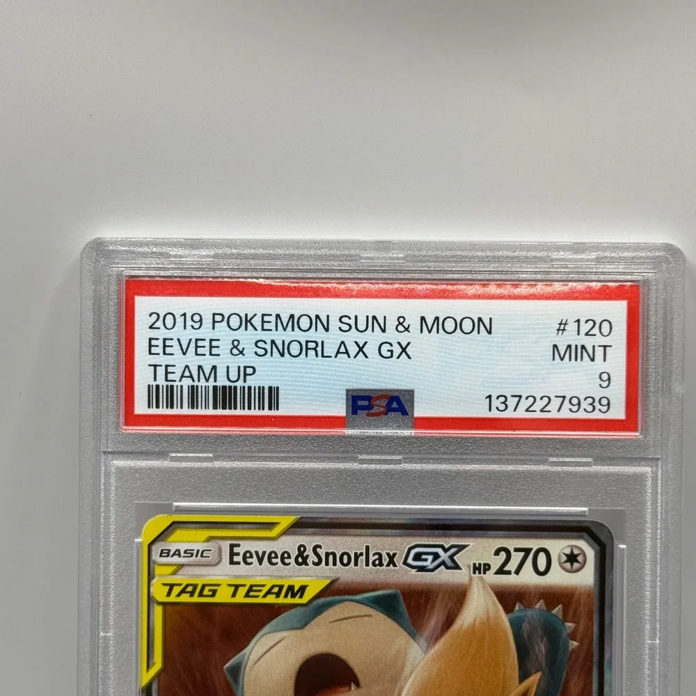 2019 Pokemon Sun & Moon Team Up Eevee & Snorlax GX #120 PSA 9 Mint Tag Team